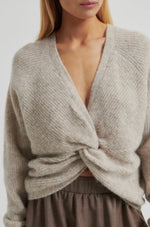 Load image into Gallery viewer, Flare Twist Back Knit - Light Beige Melange
