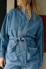 Load image into Gallery viewer, Belted Denim Jacket
