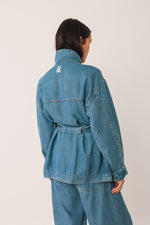 Load image into Gallery viewer, Belted Denim Jacket
